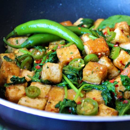 Spicy Tofu & Spinach Stir Fry