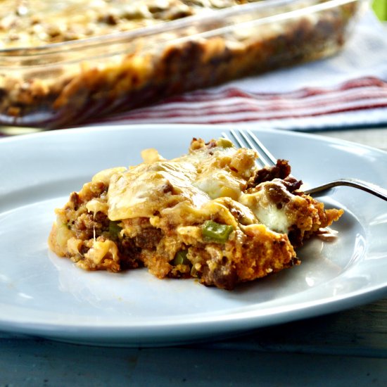 Cheesy Chorizo Cornbread Casserole