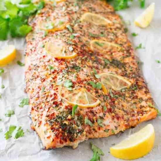 Keto salmon with cilantro