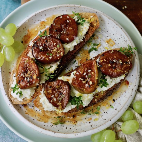 Roasted Figs with Feta on Toast