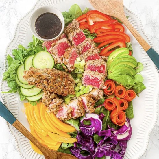 Wasabi Pecan Crusted Tuna Salad