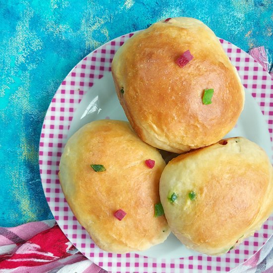 Eggless Tutti Fruity Sweet Buns