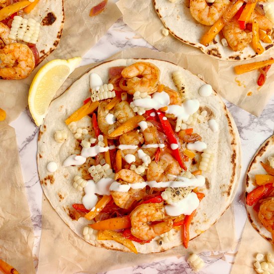 Old Bay Shrimp Fajitas