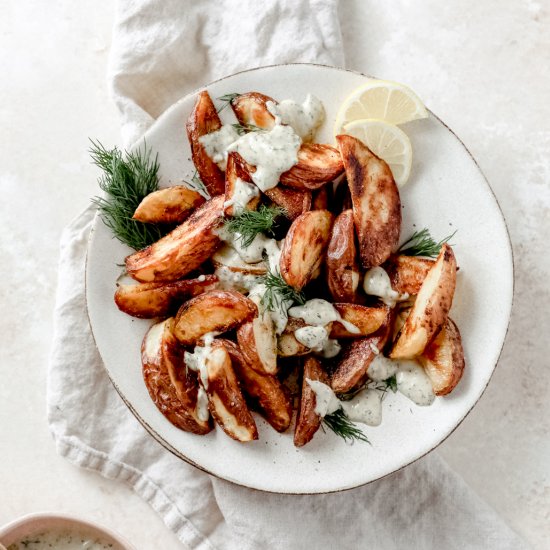 Roasted Potatoes with Tahini Sauce