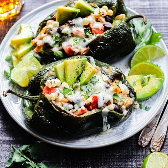 southwest chicken stuffed poblanos