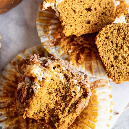 Pumpkin Cheesecake Swirl Muffins