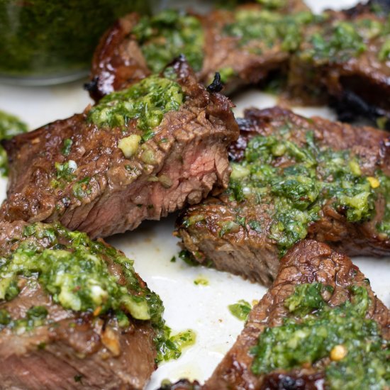 Grilled Steak Tips with Chimichurri