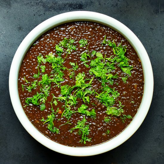 Black Dal with Caviar Lentils