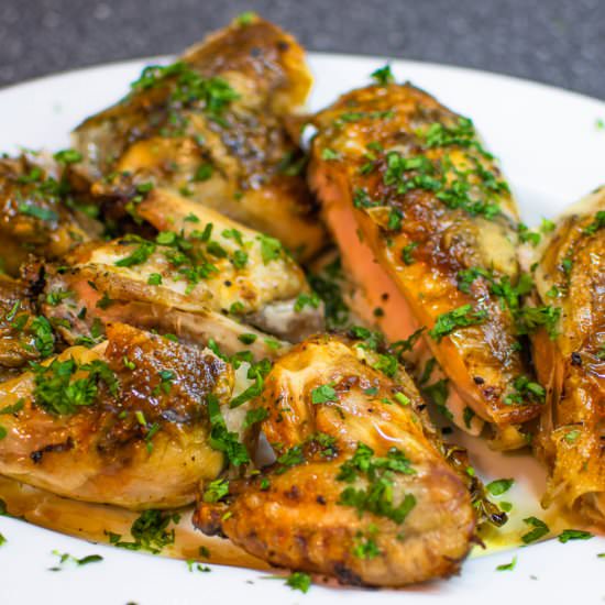 Roasted Chicken with Garlic and Her