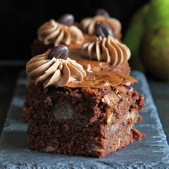 Pear and Walnut Brownies