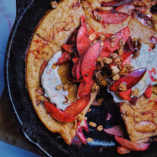 sourdough apple & plum dutch baby