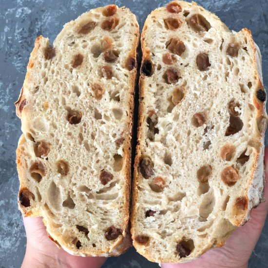 Sourdough raisin bread