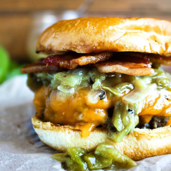 Bacon Hatch Chile Burgers