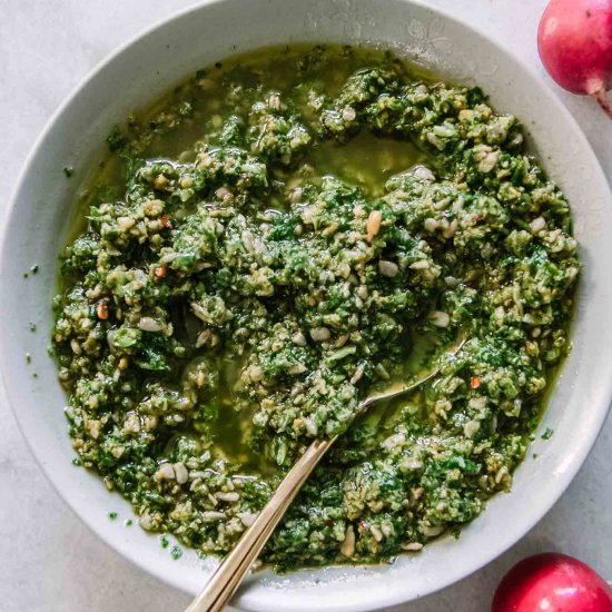 Radish Greens Pesto Sauce