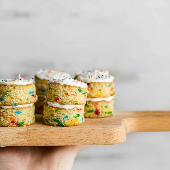 Mini Funfetti Cake Stacks