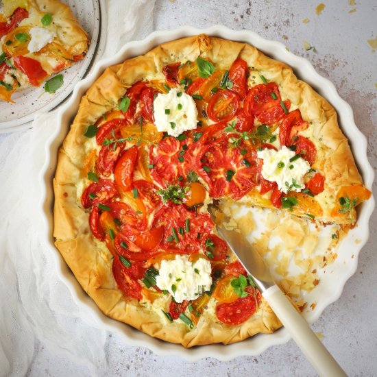 Easy tomato and ricotta filo tart