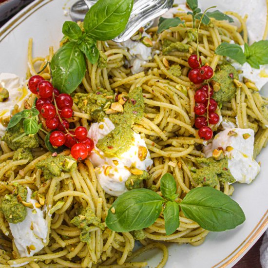 Pistachio Pesto Pasta With Ricotta