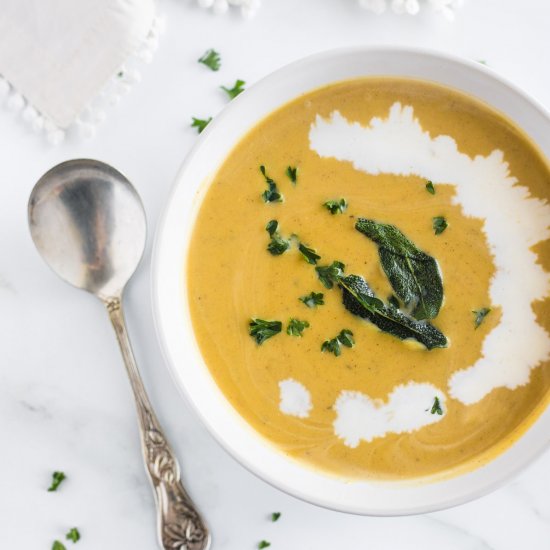 Acorn Squash Soup with Fried Sage