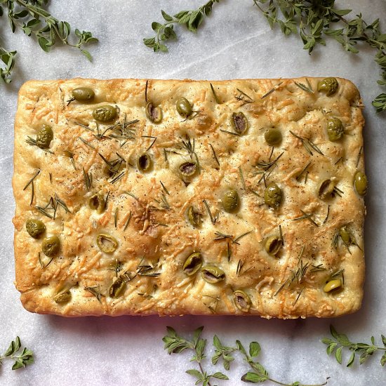 Parmesan Focaccia with Olives