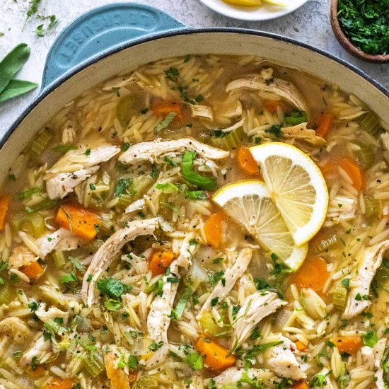 Lemon Chicken Orzo Soup