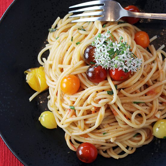 Grated tomato spaghetti