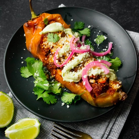 Vegetarian Stuffed Hatch Chilis