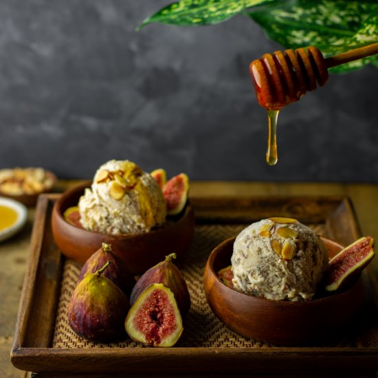 Honey roasted fig & almond ice cream