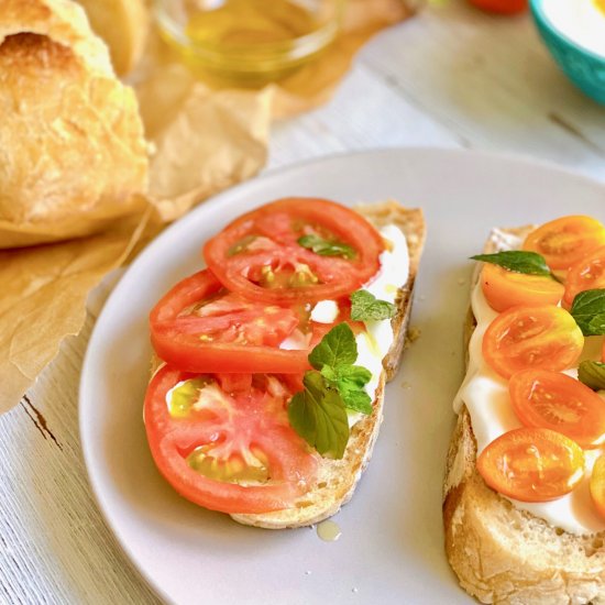 Whipped Feta Tomato Toasts