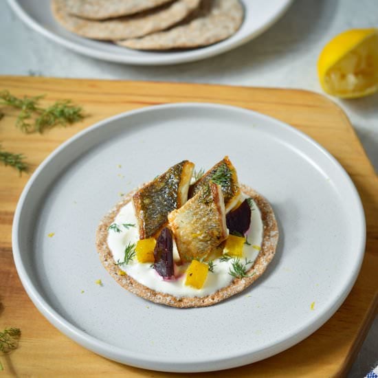 Scandi Sea Bass & Beet Crispbreads