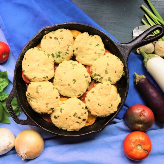 Eggplant Heirloom Tomato Cobbler