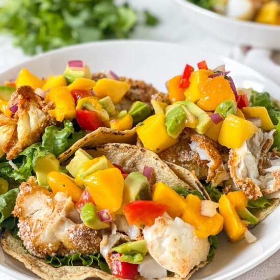 Crispy Fish Tacos with Mango Salsa