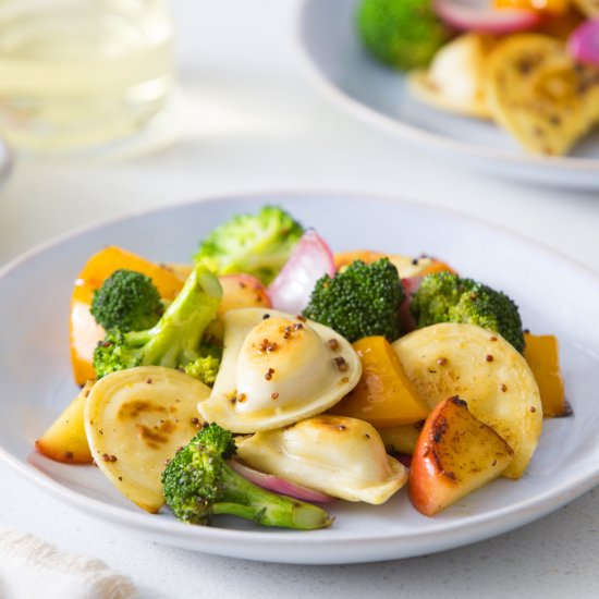 Easy Veggie and Pierogy Sheet Pan