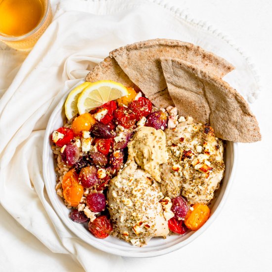 Greek Sheet Pan Chicken Bowls