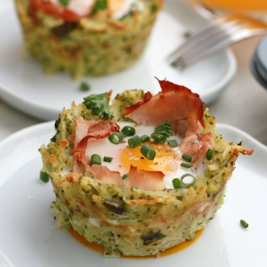 Hash brown Baked Ham and Egg Cups