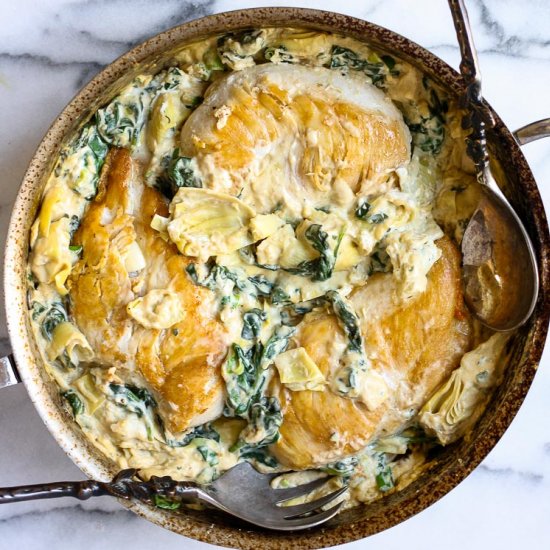 Healthy Spinach Artichoke Chicken