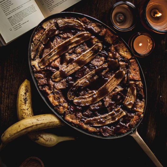 Bacon Bananas Foster Bread Pudding