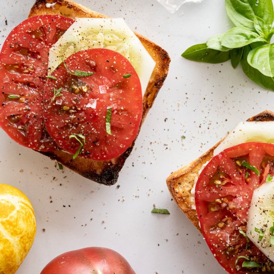 Cucumber and Fresh Tomato Toast