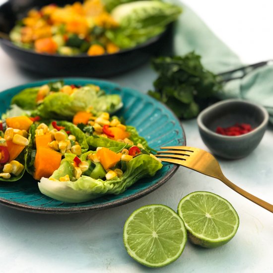 Red Papaya Salad with Chilli Corn