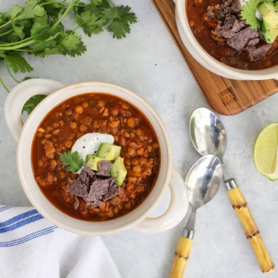 One Pot Healthy Turkey Lentil Chili