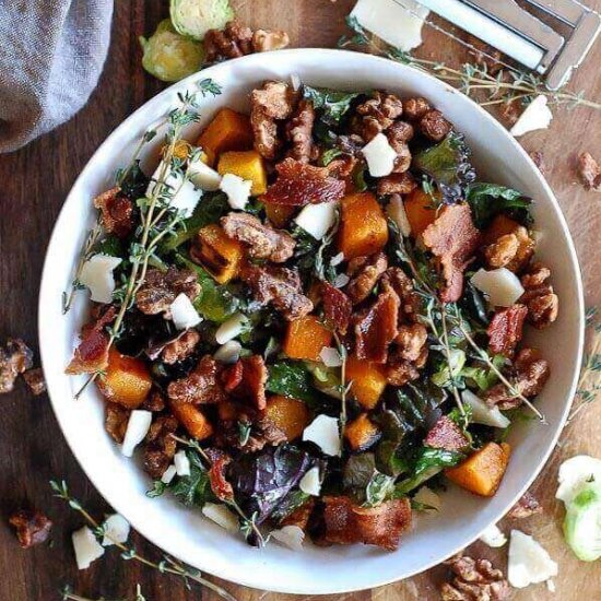 Kale Salad With Brussels & Squash