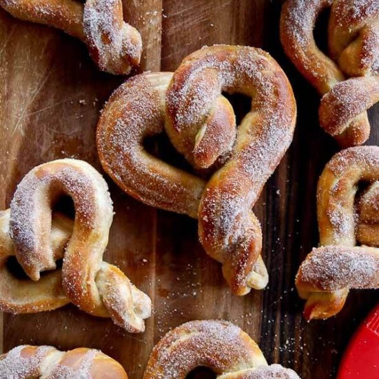 Cinnamon Sugar Homemade Pretzels