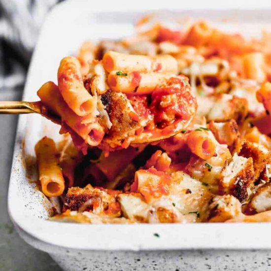 Baked Ziti with Chicken Parmesan!