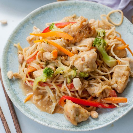 peanut chicken noodles