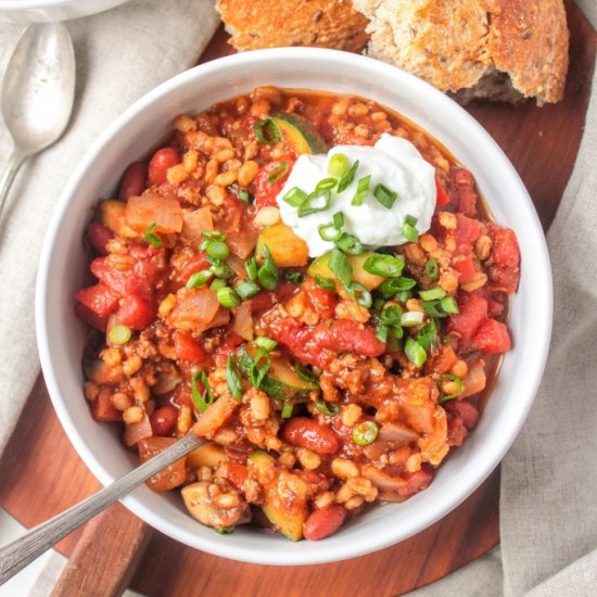 Turkey Veggie Barley Chili