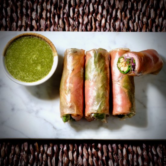 Marinated duck summer rolls