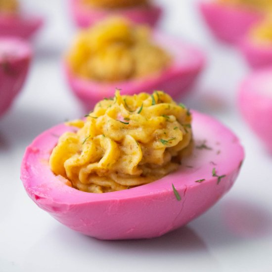 Pickled Beet Deviled Eggs