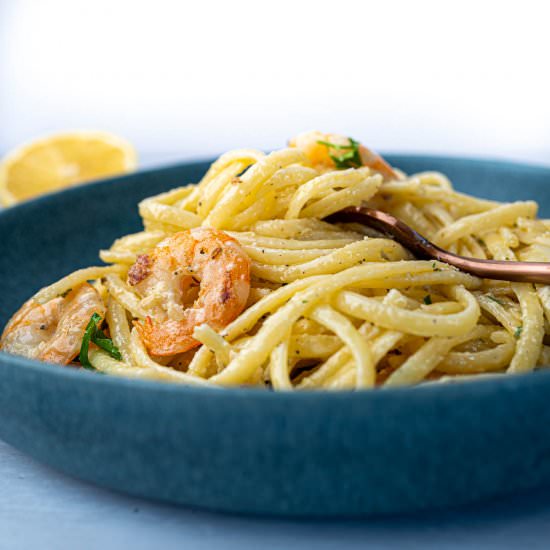 Easiest Ever Creamy Prawn Linguine