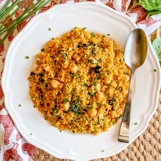 Couscous with Spinach & Chickpeas