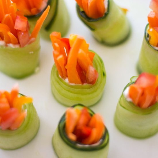 CUCUMBER ROLLUPS WITH CREAM CHEESE