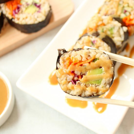 Panko baked avocado sushi rolls